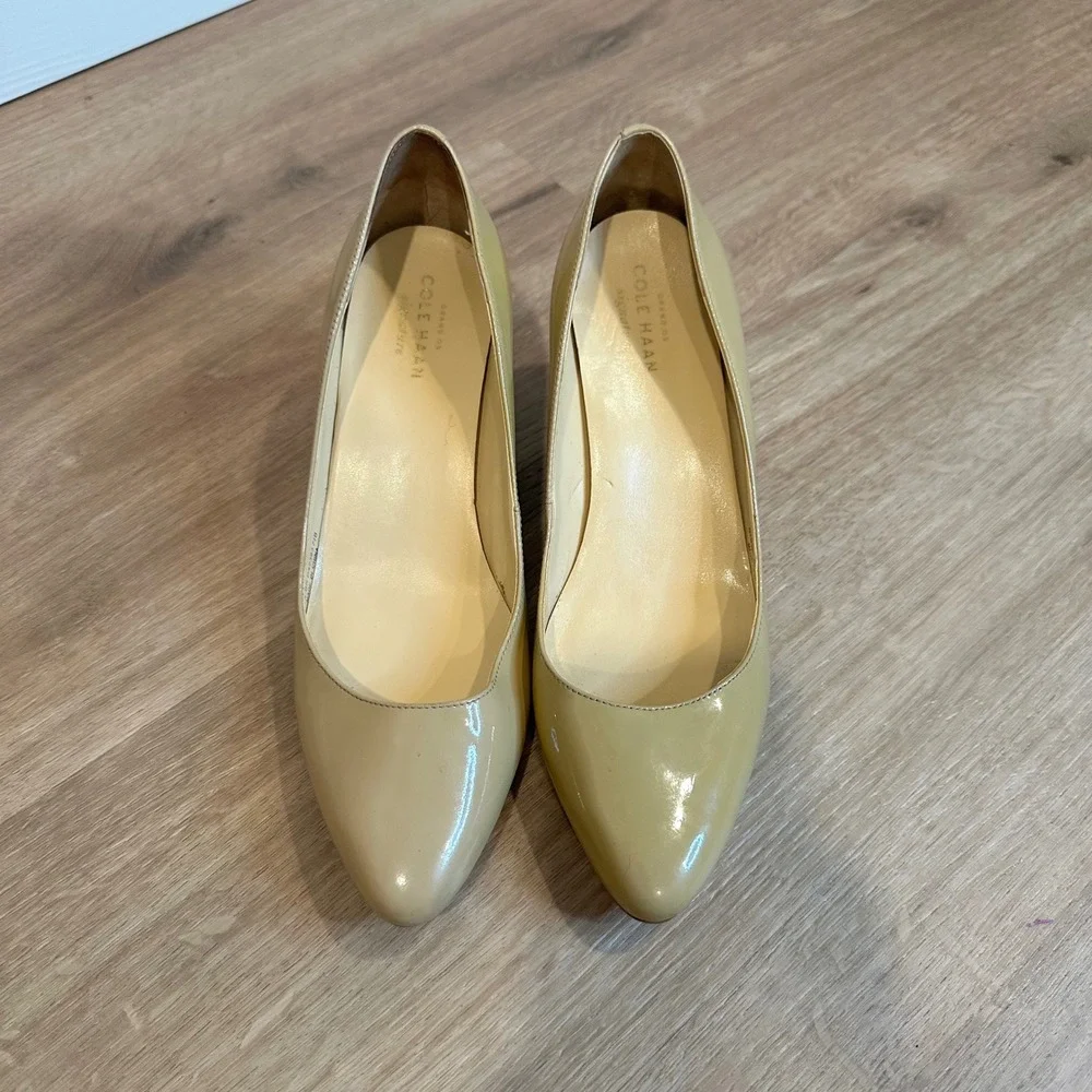 Cole Haan Wedge Pump Womens 7.5 Multi Nude Patent Leather Grand Signature Office